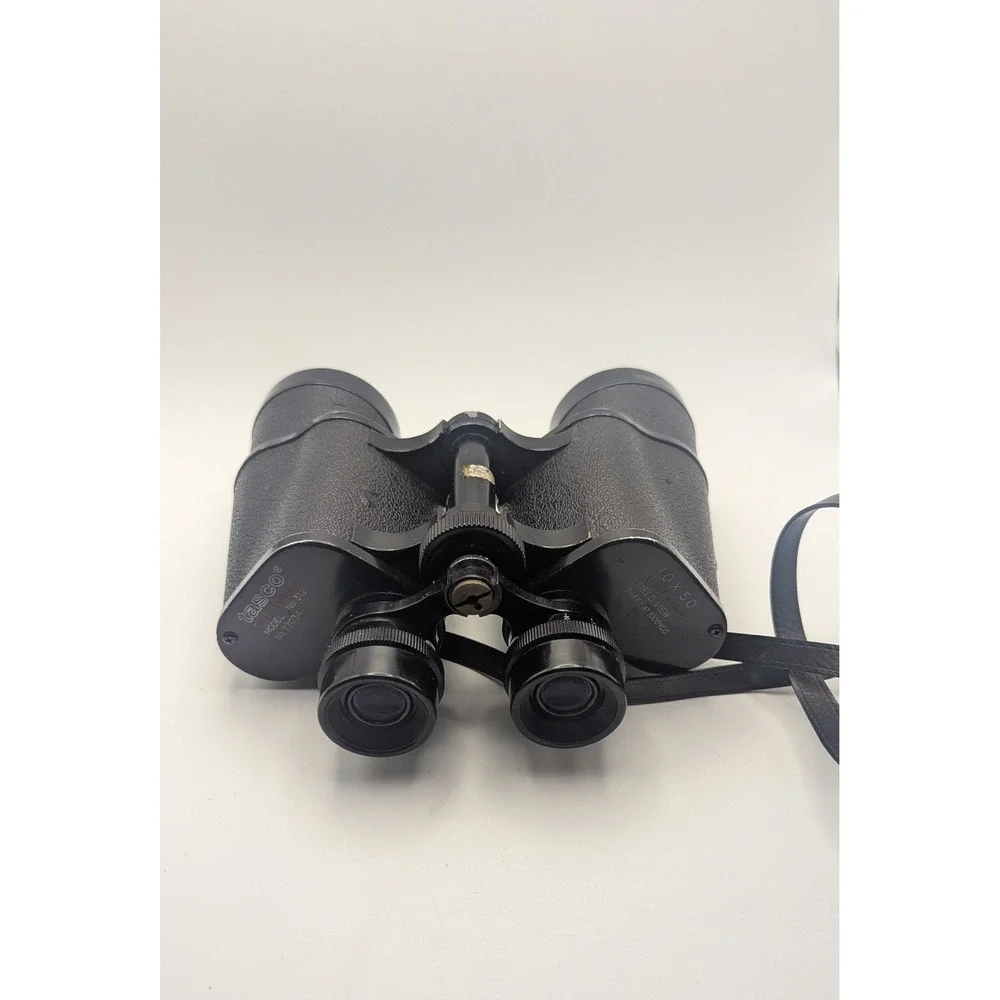 Tasco 10x50 Binoculars Model 312 Fully Coated Light Weight Case Black Vintage